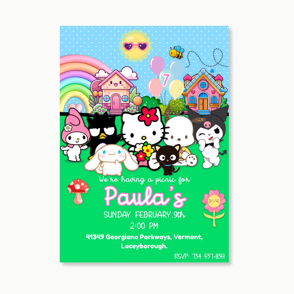 Hello Kitty Invi Hello Kitty Birthday Digital Invitation Editable Kids Part – Paper ...